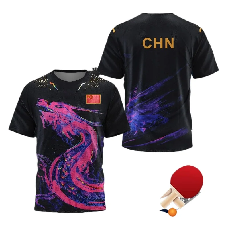 中国ドラゴン卓球グラフィック Tシャツ男性用衣類ファッション - Table Tennis Zhang Jike のレビューと価格